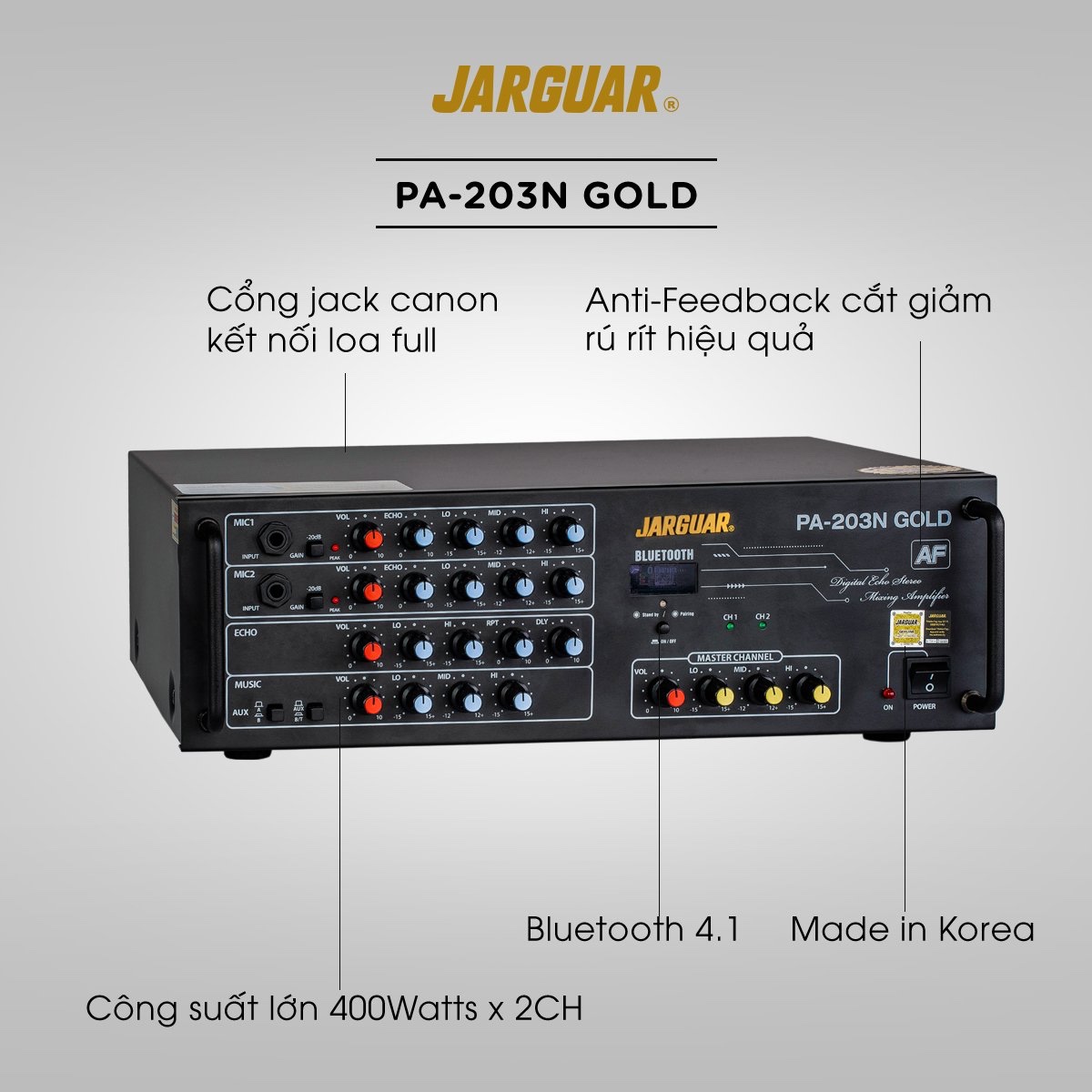 Ampli chống hú – Jarguar PA 203N Gold AF 2019